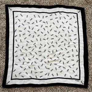 Dolce & Gabbana Signature Logo Monogram White Black Silk Hair Neck Handbag Scarf